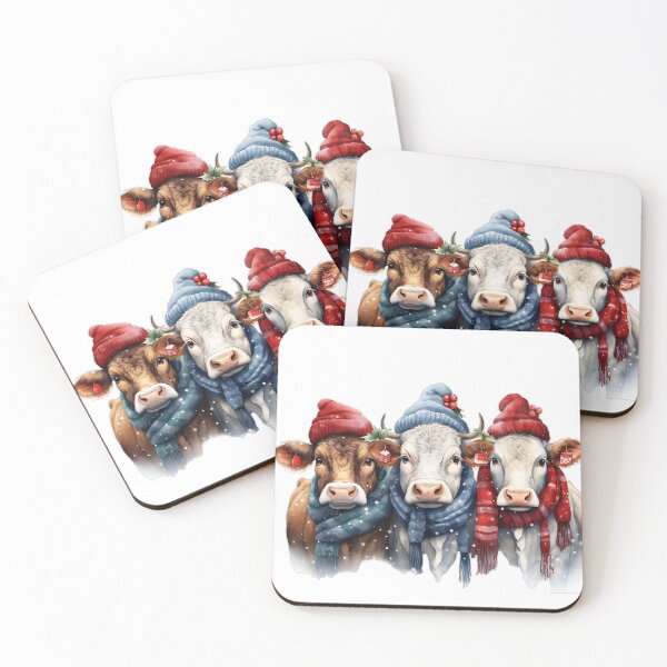Item preview, Cute Christmas Cows, Funny Christmas cow, Cows with Beanie and scarf designed and sold by KreativKulture.