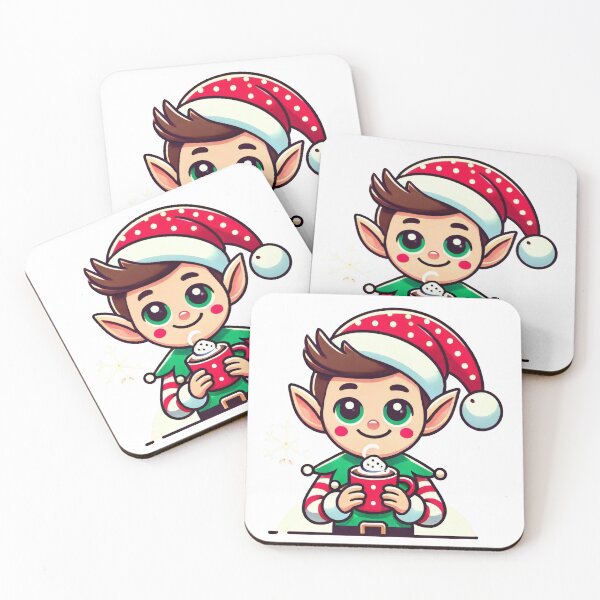 Item preview, Festive Elf with Hot Cocoa and Snowflake Design designed and sold by AIARTIST1.