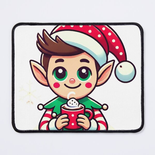 Item preview, Festive Elf with Hot Cocoa and Snowflake Design designed and sold by AIARTIST1.