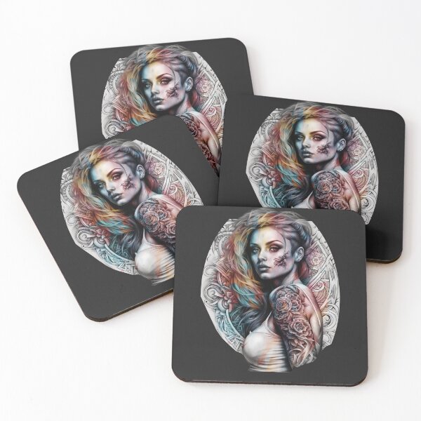Item preview, Pinterest Aesthetic: Rainbow colored tattoo girl designed and sold by IrgumS.