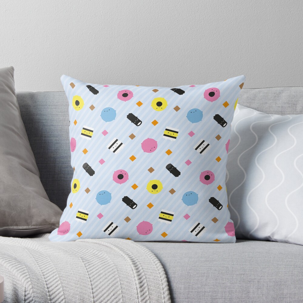 Kawaii Candy Liquorice Allsorts Throw Pillow