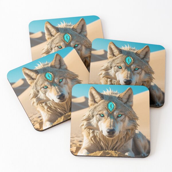 Item preview, Mystical Sand Wolf with Glowing Eyes designed and sold by RebelPaintBrush.