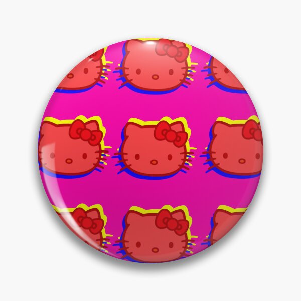 Aperçu de l'œuvre Glitch Pink & Yellow Kitty - tache rouge créée et vendue par Fuzzdandy Designs.