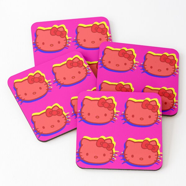 Item preview, Glitch Pink & Yellow Kitty - red stain designed and sold by Fuzzdandy Designs.
