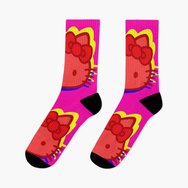 Item preview, Glitch Pink & Yellow Kitty - red stain designed and sold by Fuzzdandy Designs.