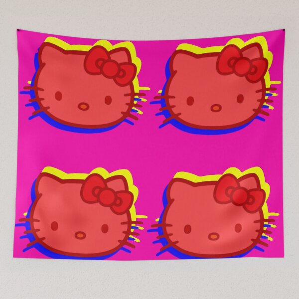 Item preview, Glitch Pink & Yellow Kitty - red stain designed and sold by Fuzzdandy Designs.