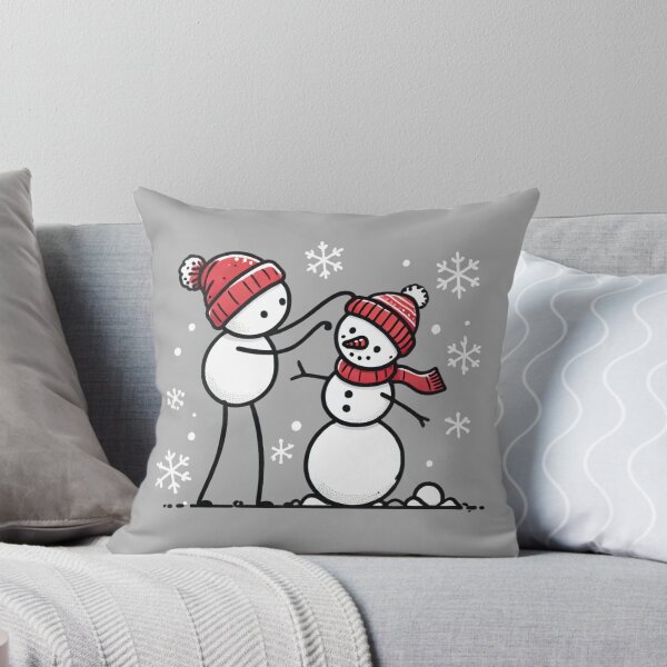 Item preview, Adorable Stick Figure Building Snowman Winter  designed and sold by BlankCanvasHaHa.