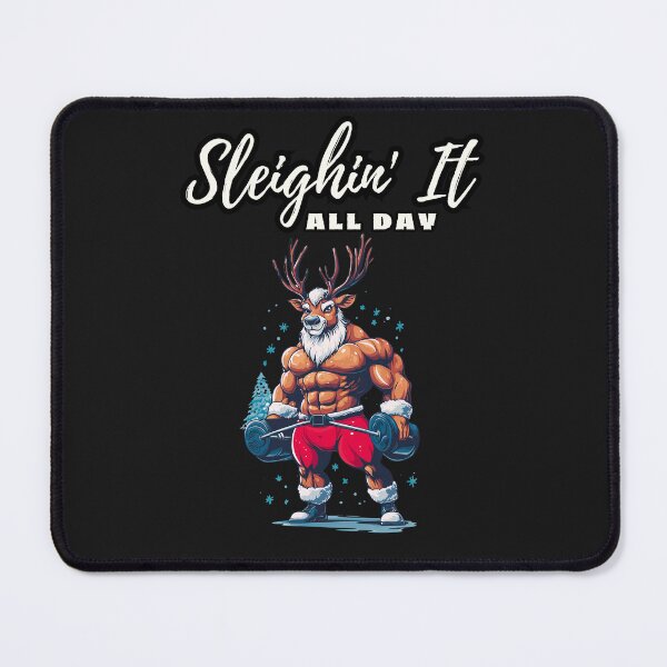 Item preview, Sleighin' It All Day - Muscular Reindeer Christmas Gym Humor designed and sold by DominEdge.