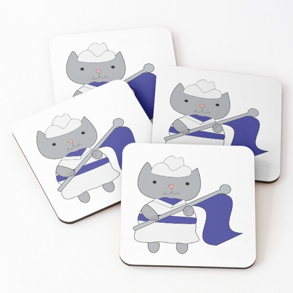 Item preview, Color Guard Cat Blue White designed and sold by ValeriesGallery.