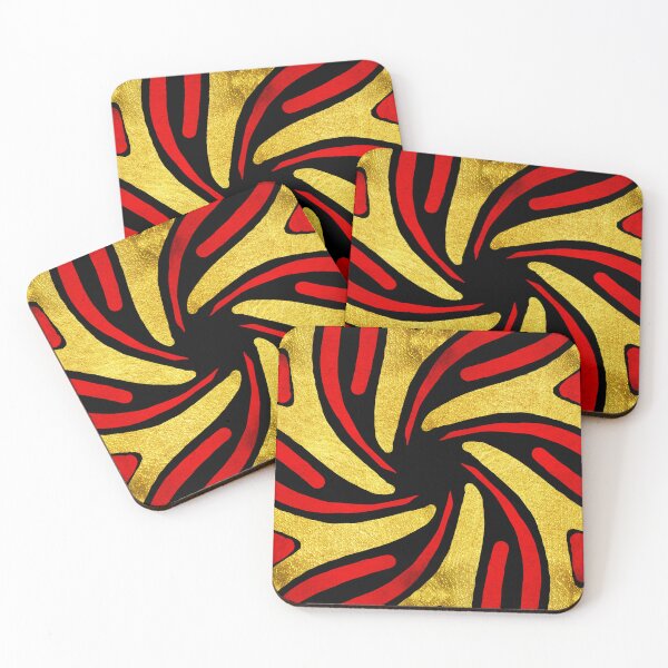Item preview, Hand drawn repeating pattern in red and gold.Metallic effect.  designed and sold by Shoot-The-Moon.