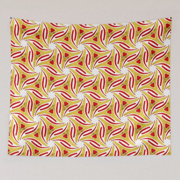 Item preview, Hand drawn repeating pattern in red and gold.Metallic effect.  designed and sold by Shoot-The-Moon.