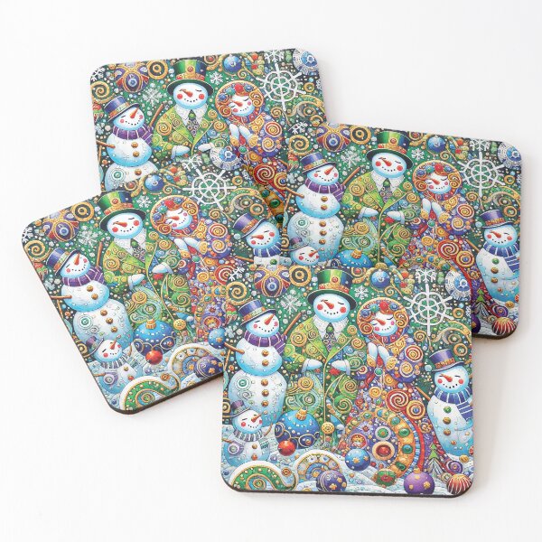 Item preview, Colorful Snowmen Family in Gustav Klimt Style – Festive and Ornate Winter Scene designed and sold by Gold Turtle  Lina.