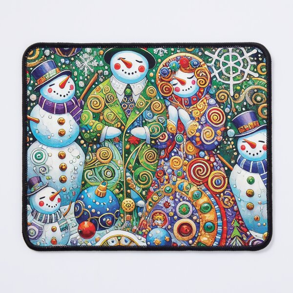 Item preview, Colorful Snowmen Family in Gustav Klimt Style – Festive and Ornate Winter Scene designed and sold by Gold Turtle Lina.