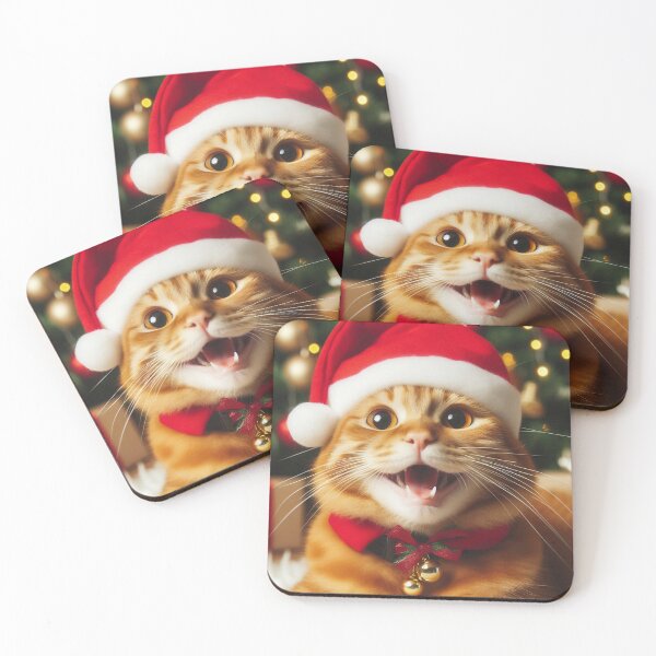 Item preview, Christmas cat with Santa hat designed and sold by GatoTienda.
