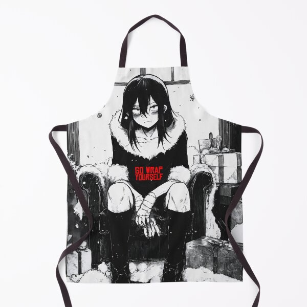 Item preview, go wrap yourself – black and white christmas horror manga anime girl designed and sold by ForsakenFrames.