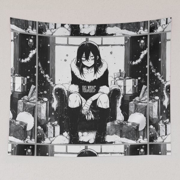 Item preview, go wrap yourself  2 – black and white christmas horror manga anime girl designed and sold by ForsakenFrames.
