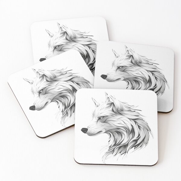 Item preview, A white artistic illustration of a wolf's face in profile designed and sold by JOTAMIKE.