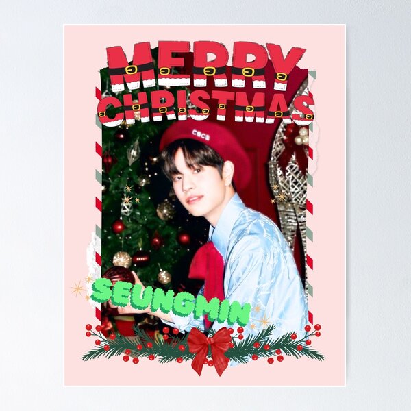 Item preview, Stray Kids Seungmin Christmas Collage: Festive Kpop Cheer designed and sold by AJUNICE STUDIO.