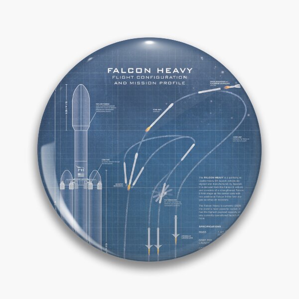 Item preview, Falcon Heavy Spacecraft Rocket Blueprint in High Resolution (light blue) designed and sold by RyansWorkshop.