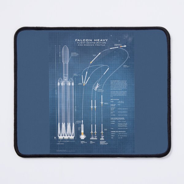 Item preview, Falcon Heavy Spacecraft Rocket Blueprint in High Resolution (light blue) designed and sold by RyansWorkshop.