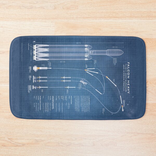 Item preview, Falcon Heavy Spacecraft Rocket Blueprint in High Resolution (light blue) designed and sold by RyansWorkshop.