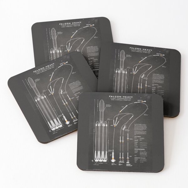 Item preview, Falcon Heavy Spacecraft Rocket Blueprint in High Resolution (chalkboard black) designed and sold by RyansWorkshop.