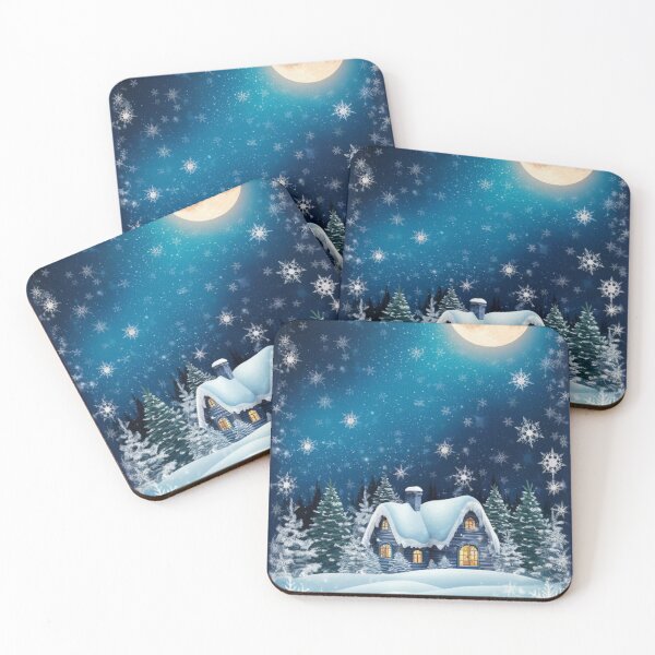 Item preview, Enchanting Winter Night Cottage Under Full Moon On  designed and sold by DesigntshirtWB.