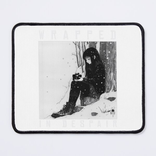 Item preview, Wrapped in Despair – black and white melancholic christmas winter manga anime girl designed and sold by ForsakenFrames.