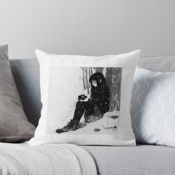 Item preview, Wrapped in Despair – black and white melancholic christmas winter manga anime girl designed and sold by ForsakenFrames.