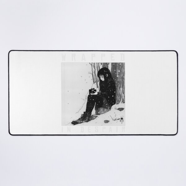 Item preview, Wrapped in Despair – black and white melancholic christmas winter manga anime girl designed and sold by ForsakenFrames.