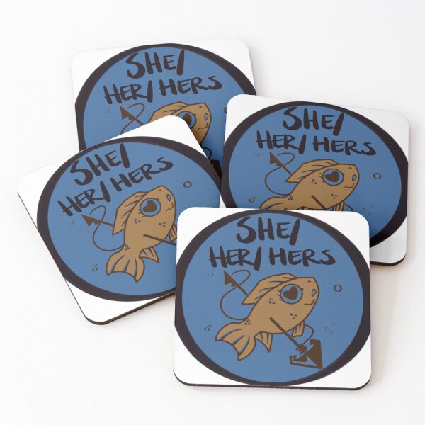 Item preview, She/Her/Hers Fish Pronoun Sticker Design designed and sold by confusedowlcreations.