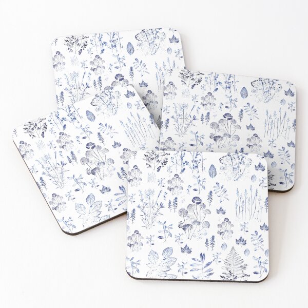 Item preview, navy blue leaves collection  designed and sold by ColorandColor.