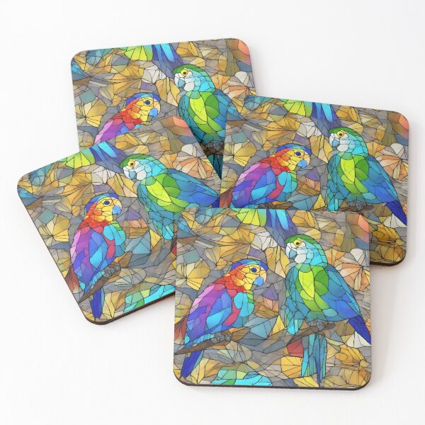 Item preview, Mosaic Stained Glass Parakeets designed and sold by Paw's Arts.