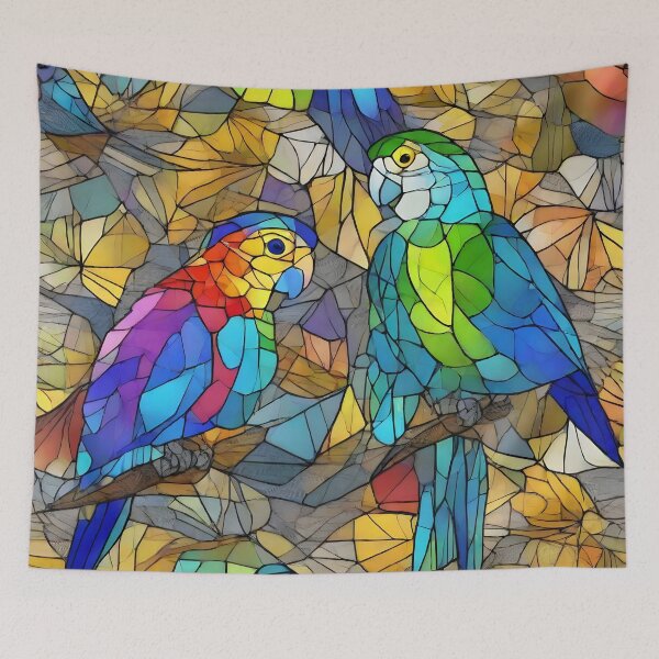 Item preview, Mosaic Stained Glass Parakeets designed and sold by Paw's Arts.