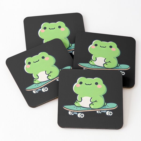 Item preview, Adorable Kawaii Frog Skateboarding Design designed and sold by DrawHandArt.