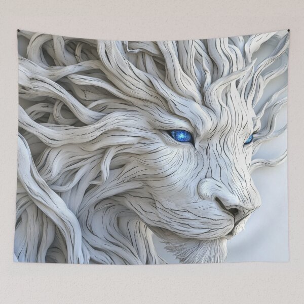 Item preview, A white artistic illustration of the face of a blue olive tree seen in profile. designed and sold by JOTAMIKE.