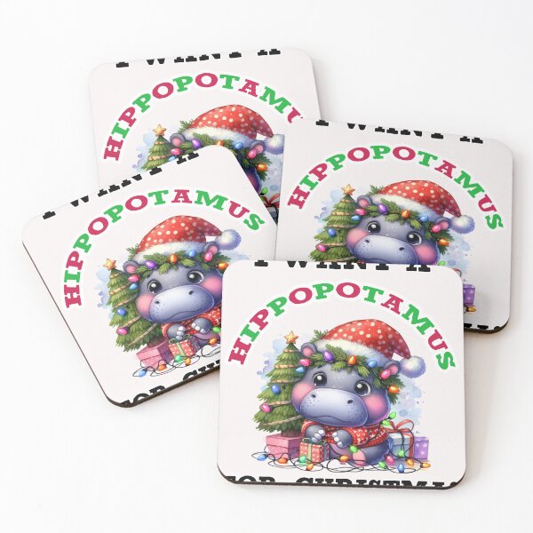 Item preview, Cute Christmas Hippo, Hippopotamus For Christmas designed and sold by desireedickens.