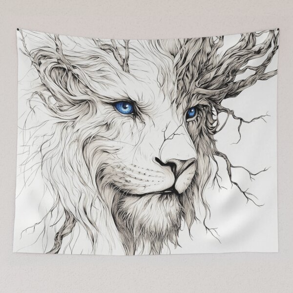 Item preview, A white artistic illustration of the face of a blue olive tree seen in profile. designed and sold by JOTAMIKE.