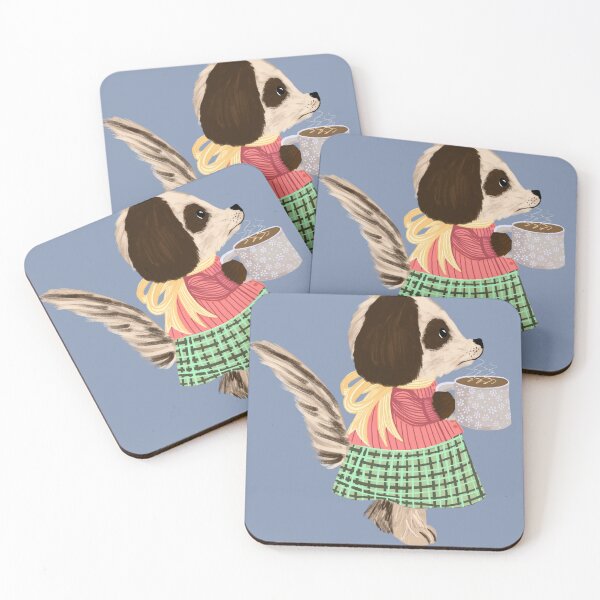 Item preview, Cozy dog with Hot coffee – Cute Winter Aesthetic Pattern Illustration - Jemma Jamie Skidmore designed and sold by Jemma Jamie Skidmore.