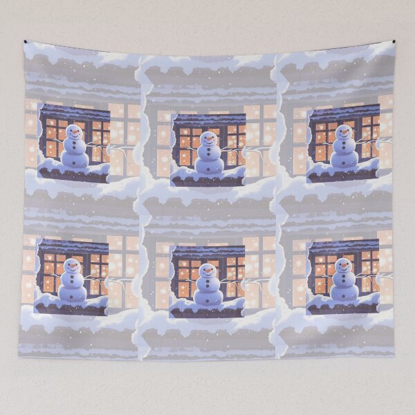 Item preview, Happy holiday, cute snowman, cute snowman outside home, winter wonderland  designed and sold by Artheaven77.