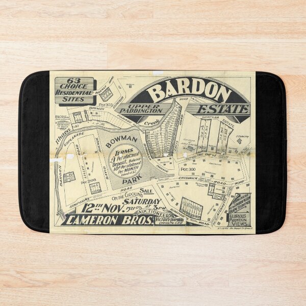 Item preview, Mapa de la finca Bardon, Upper Paddington (ahora Bardon), mapa de suburbio antiguo de 1921 Mapa de bienes raíces designed and sold by housedetective.