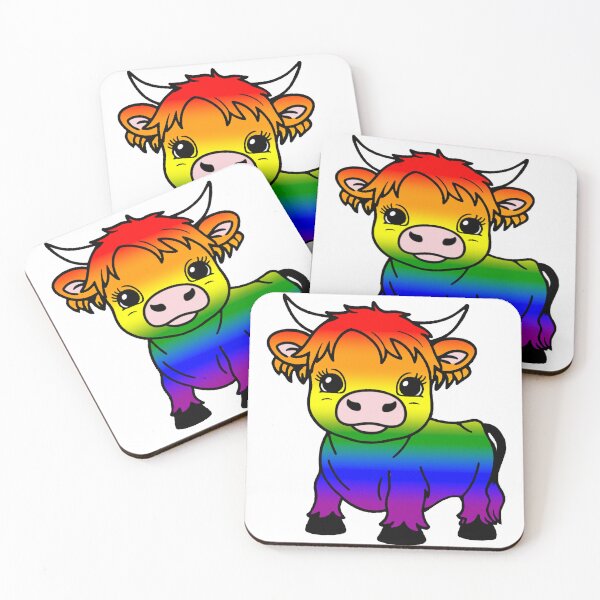 Item preview, LGBTQ Pride Highland Cow, Rainbow Pride Flag Colors designed and sold by Travelslightly.