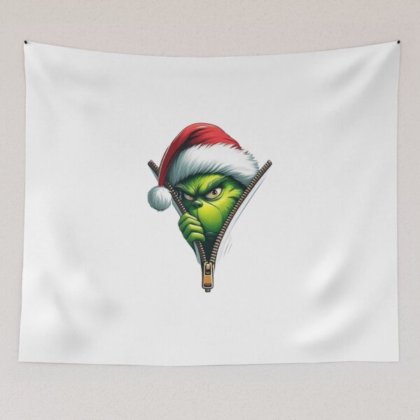 Item preview, Funny Santa Grinch Peeking Through Chain Zip designed and sold by Vicky021.