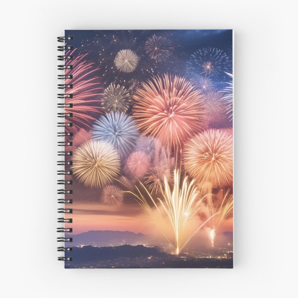 Item preview, Vibrant fireworks display over cityscape at dusk designed and sold by homydesign.