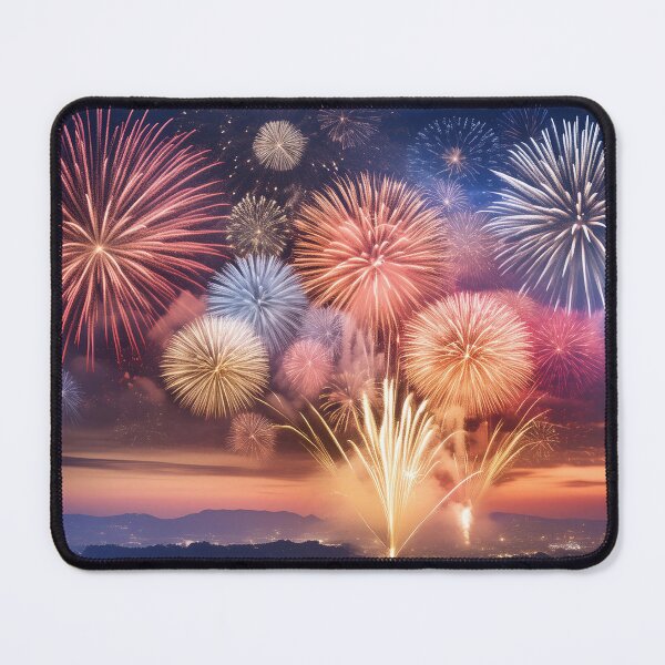 Item preview, Vibrant fireworks display over cityscape at dusk designed and sold by homydesign.