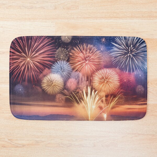 Item preview, Vibrant fireworks display over cityscape at dusk designed and sold by homydesign.