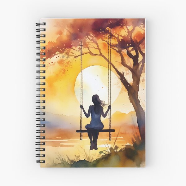 Item preview, Vibrant sunset with silhouette on swing, evoking calm and inspiration designed and sold by homydesign.