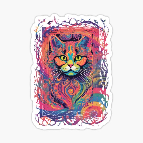 Psychedelic Cat Sticker