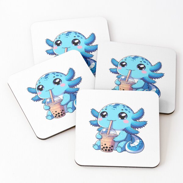 Item preview, Blue GFP Axolotl  Drinking Boba Tea  designed and sold by doodIllustrate.