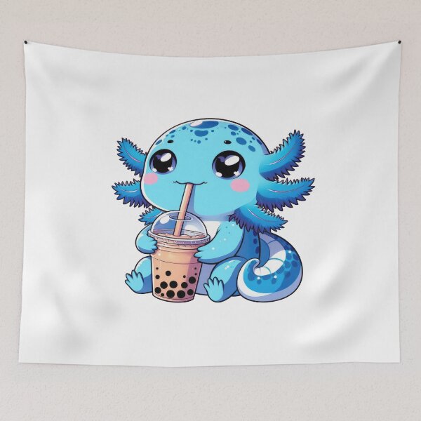 Item preview, Blue GFP Axolotl  Drinking Boba Tea  designed and sold by doodIllustrate.